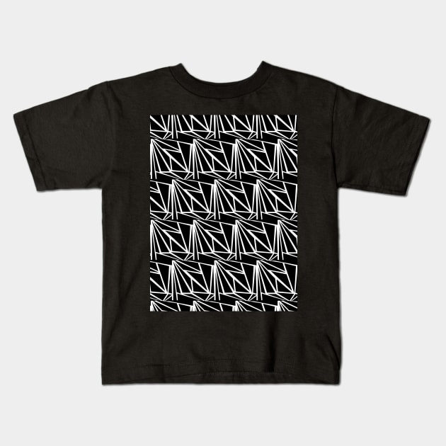 Black and white seamless geometrical pattern Kids T-Shirt by Spinkly